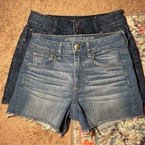 2 for 1 size 6 jean shorts! Comfortable, 1 ripped and 1 straight, both high rise